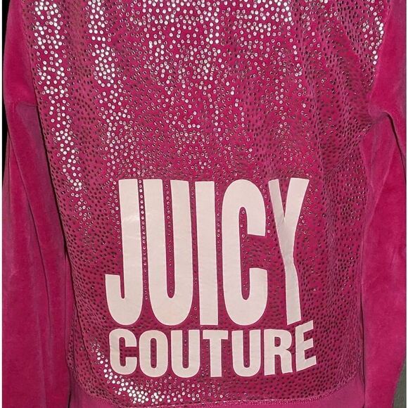 Juicy Couture Y2K Hot Pink Velour Bling Rhinestone Zip up Tracksuit Jacket. Medi - Picture 4 of 9